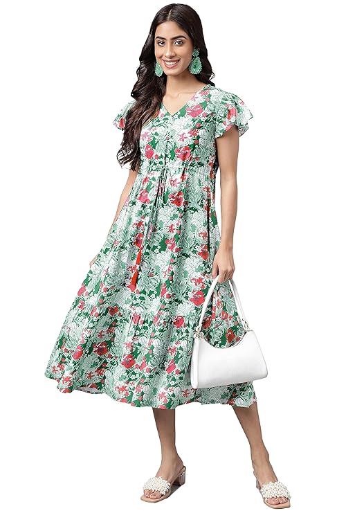 Crepe A-Line Midi Dress
