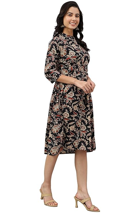 Women's Cotton Fit and Flare Below The Knee Dresse