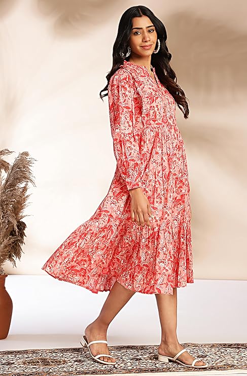 Women's Cotton Floral Fit & Flare Dress