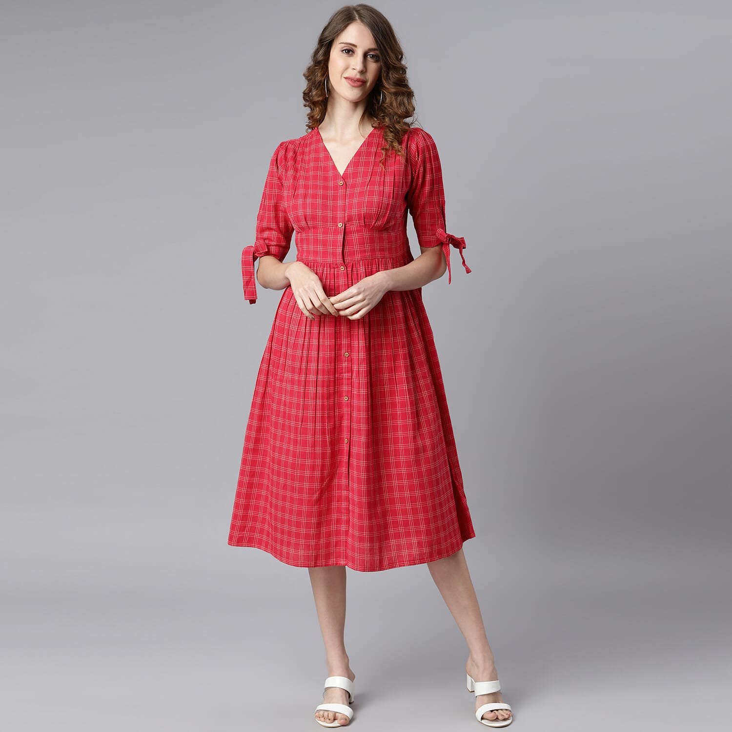Red Cotton Dress for Women